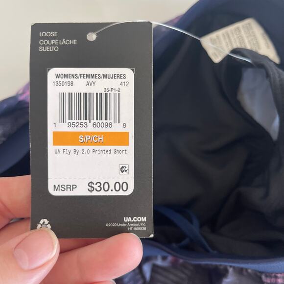 Under Armour Fly by 2.0 Shorts Midnight Navy/Jellyfish Reflective NEW - Size S - Picture 5 of 5